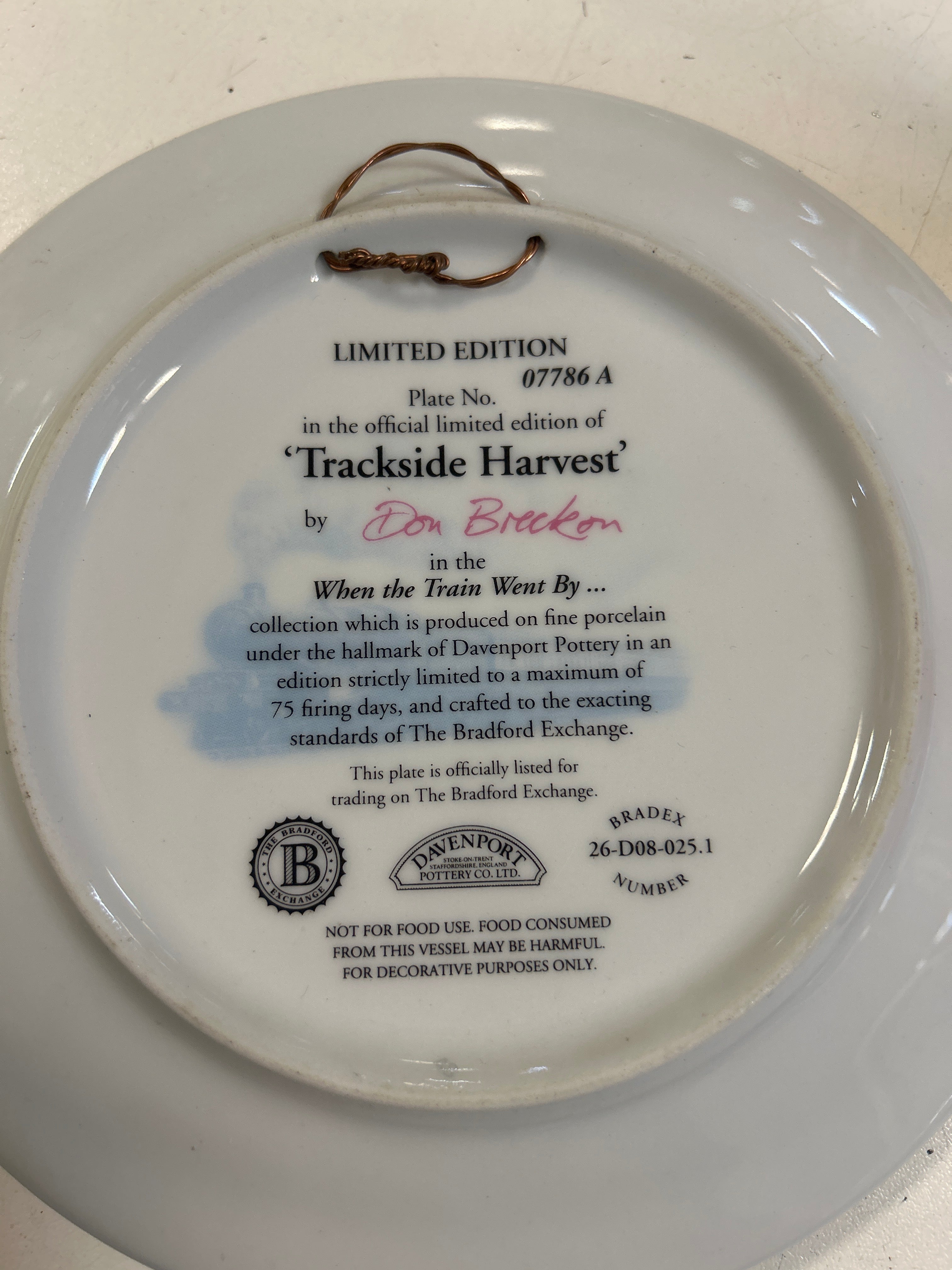 Piatto Da Parete "trackside Harvest" Di Don Breckon Dalla Collezione "when The Train Went By" Davenport Pottery Door Bradford Exchange Wall Hanging