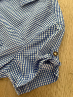 Camicia Donna Tirolese Manica Corta Bianca Azzurra Tg. L Nochstein Trachten