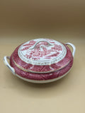 Zuppiera Bordo Oro Vintage Nikko Japan Double Phoenix, Motivo Salice Rosso/rosa