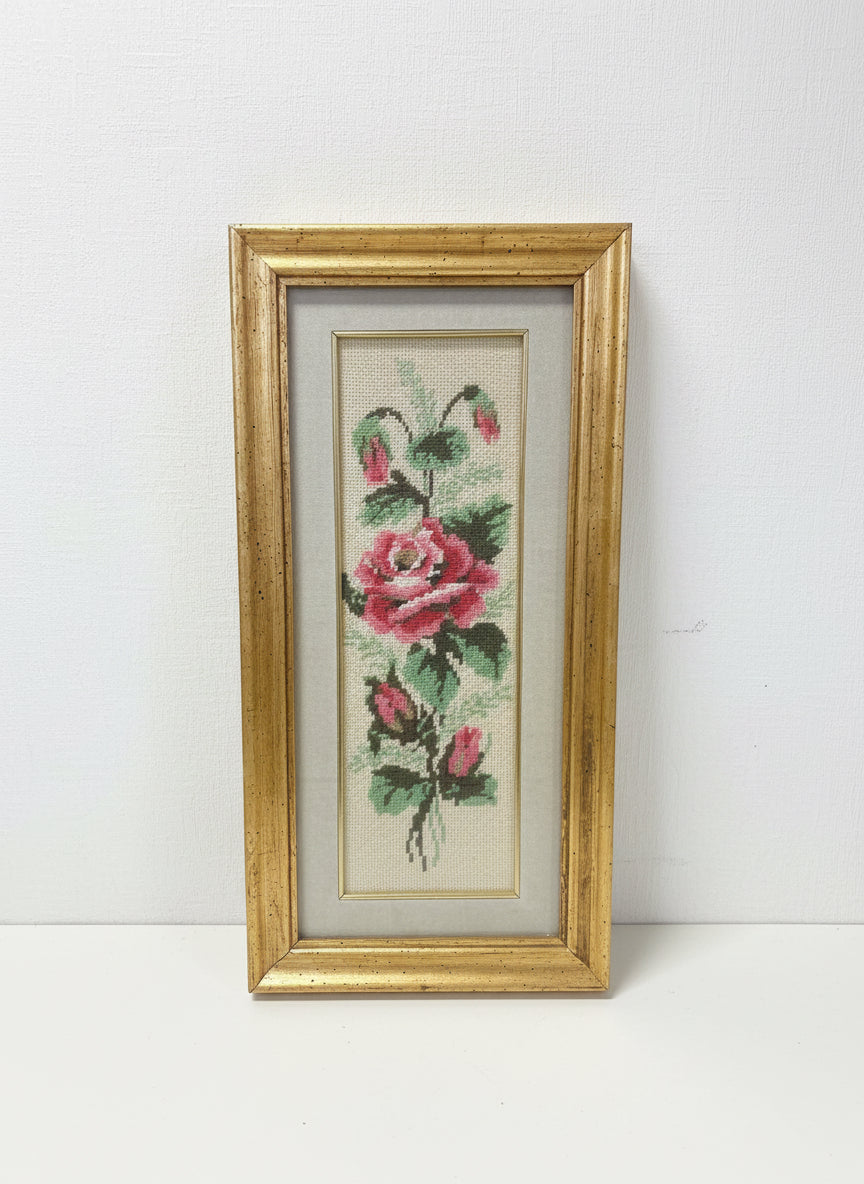 Quadro Ricamo Fiori Mezzopunto