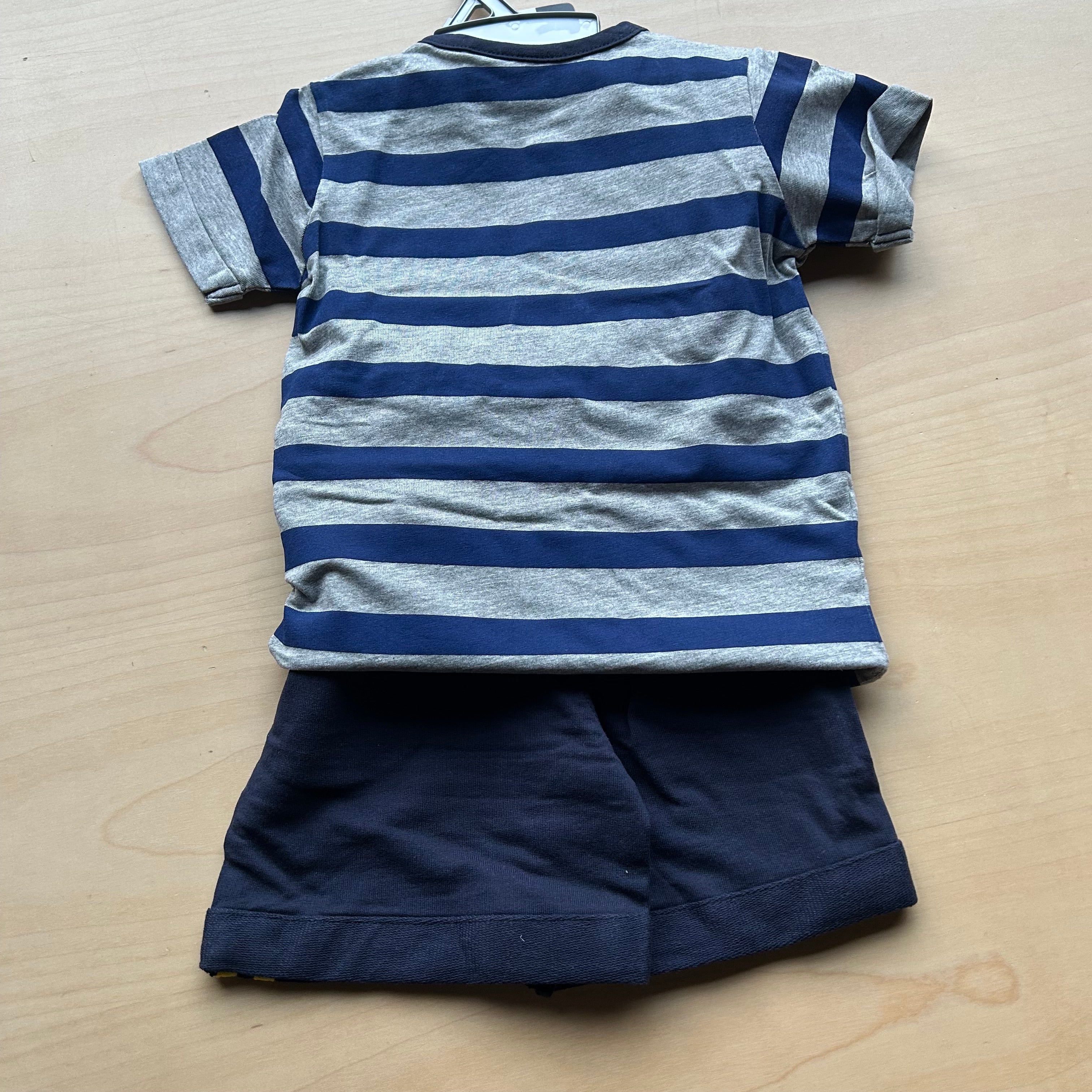 Completo Due Pezzi Polo E Shorts Nuovi Bimbo Baby Shark 36 Mesi