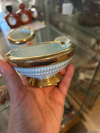 Set Da Fumo in ceramica  azzurro e Oro Tre Pezzi