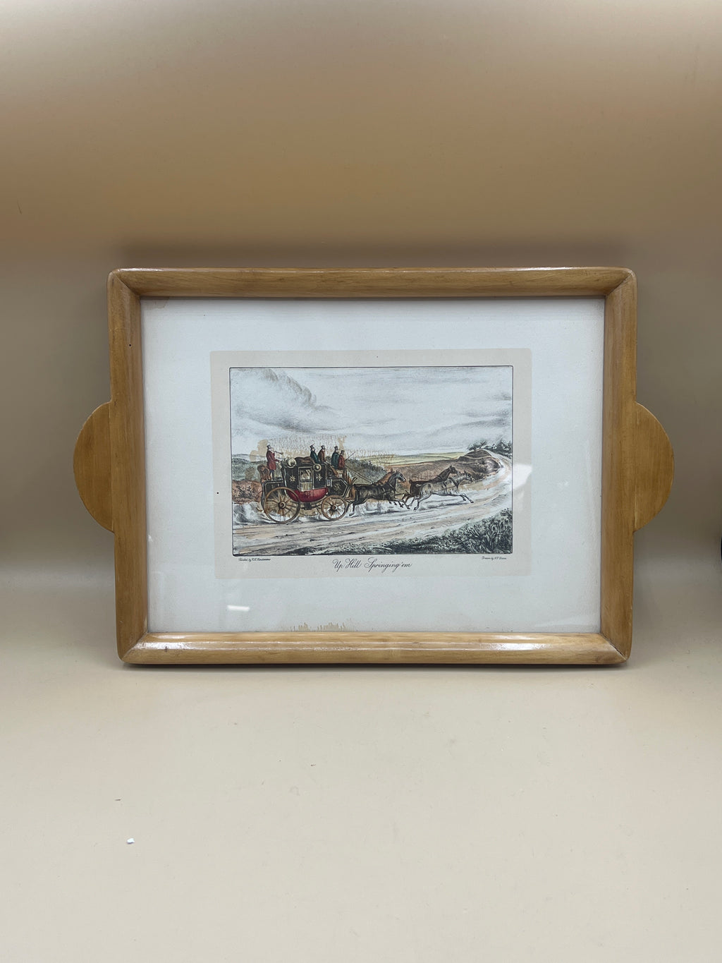 Vassoio Legno Vetro Con Disegno