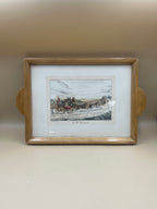 Vassoio Legno Vetro Con Disegno