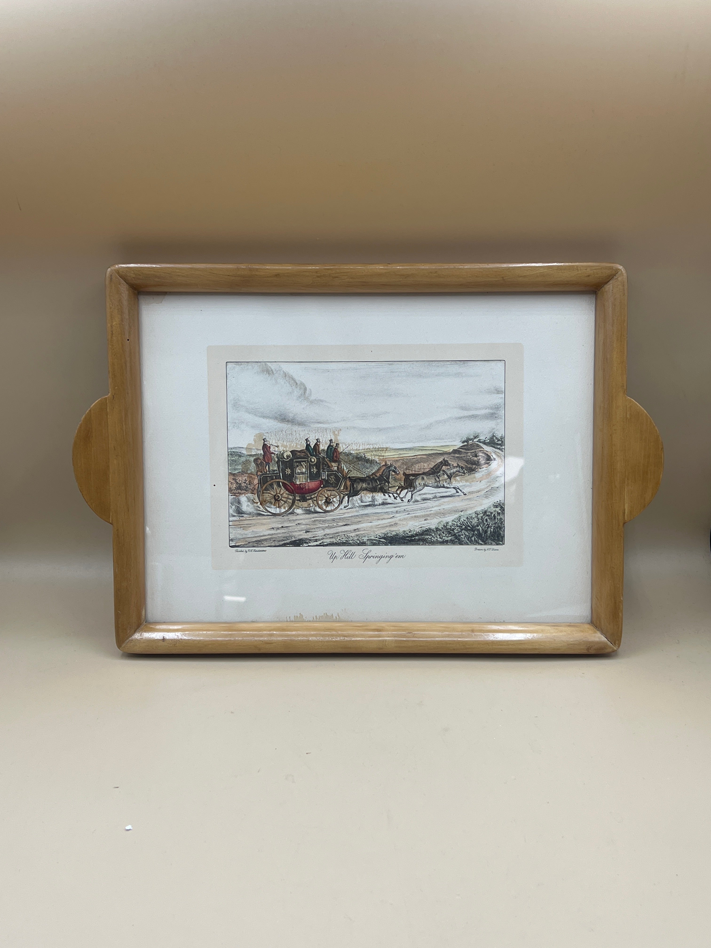 Vassoio Legno Vetro Con Disegno