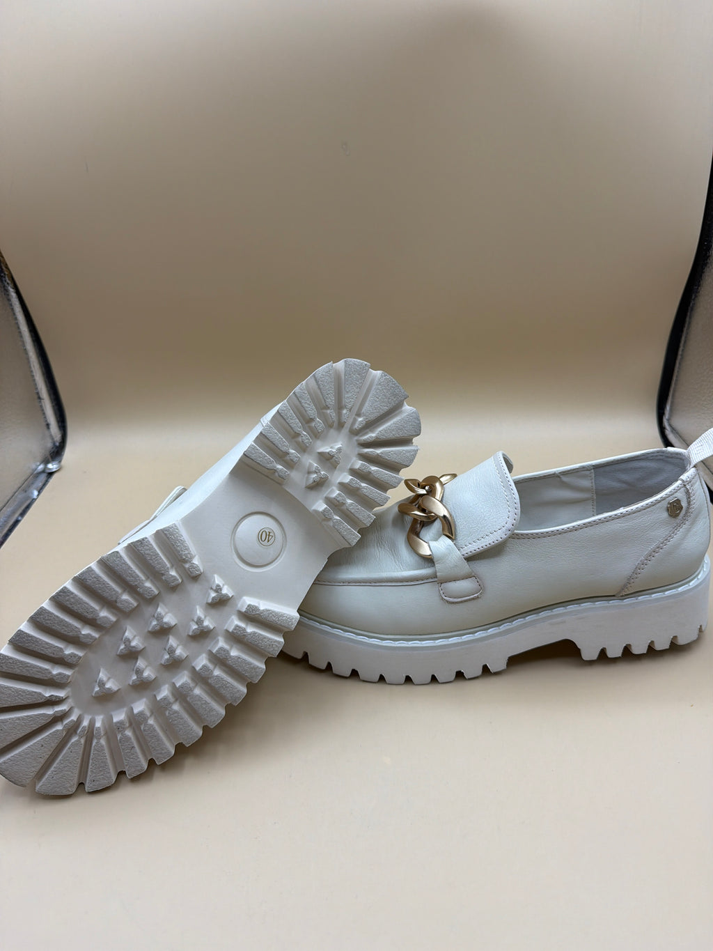 Scarpe Beige Catena Oro 40 Carmela Pelle