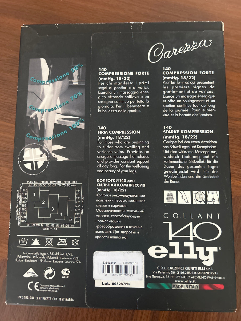 Collant Compressione Graduata Visone Tg. 2^ Carezza Elly 140 Denari