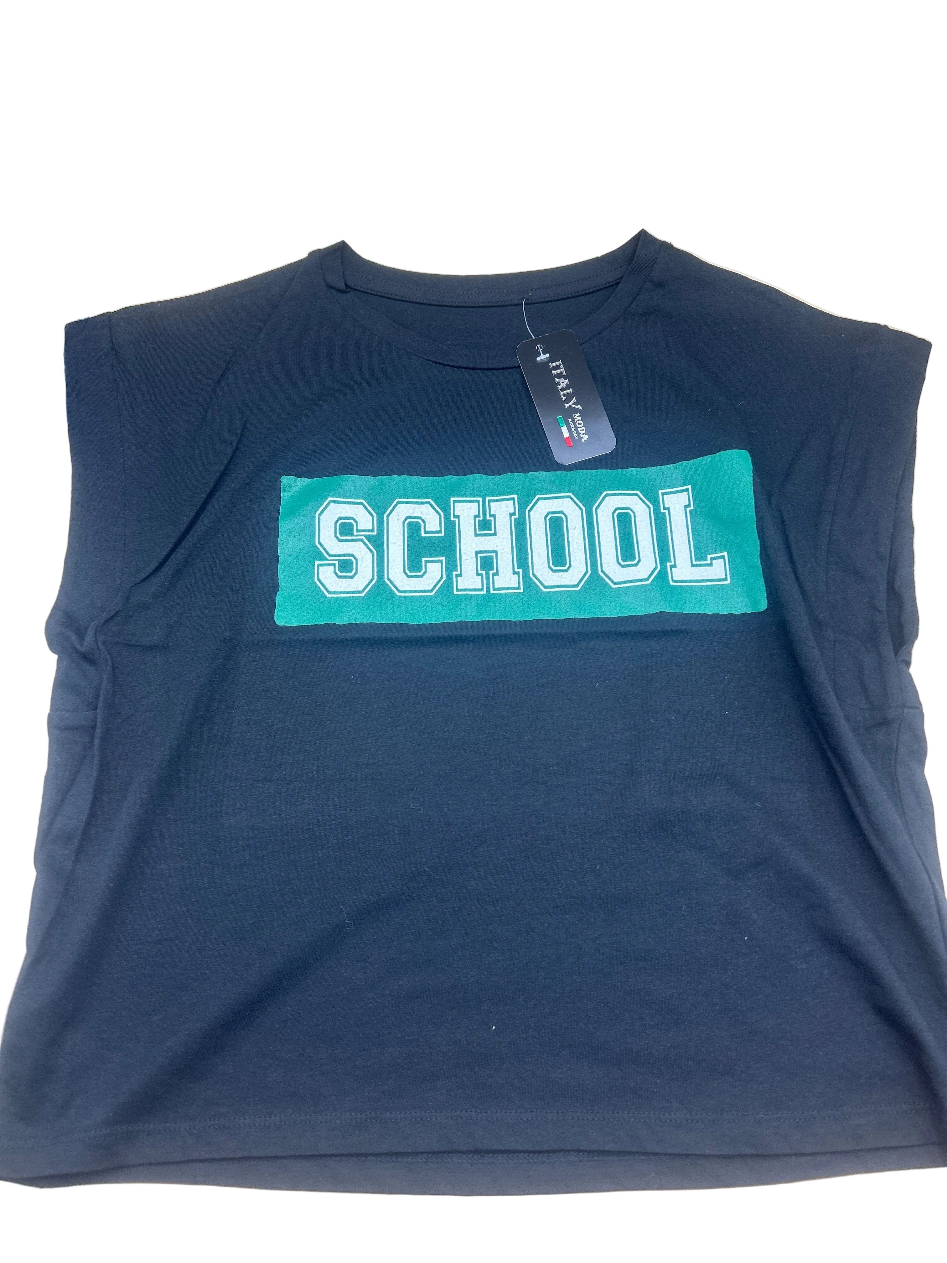 Tshirt Nera Nuova Con Scritta School S/m