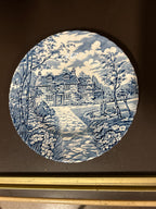 6 Piattini Con Piatto Bianchi Blu Country Cottage British Anchor England