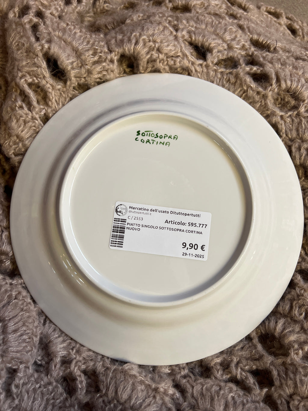 Piatto Singolo Sottosopra Cortina Nuovo