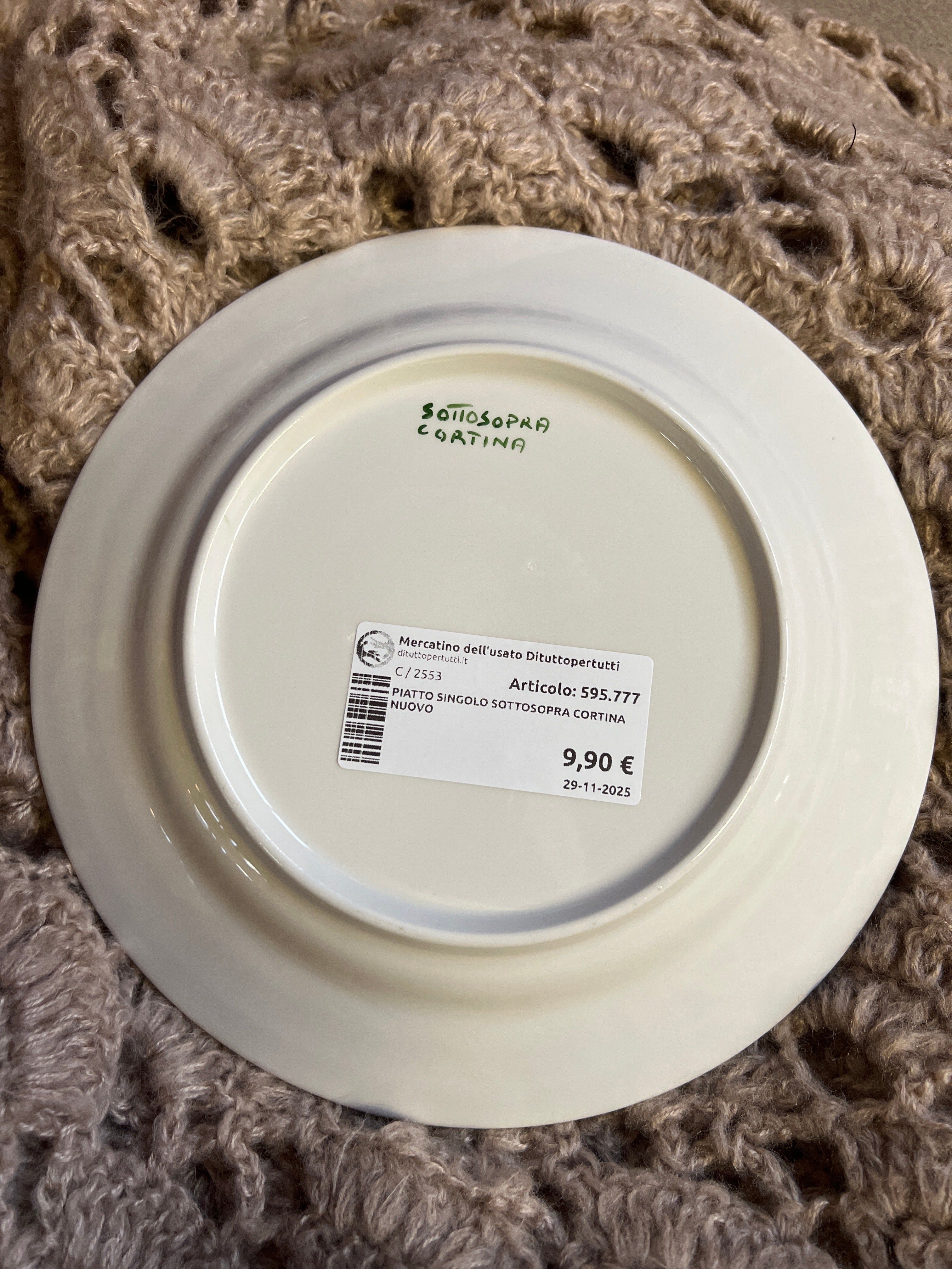 Piatto Singolo Sottosopra Cortina Nuovo