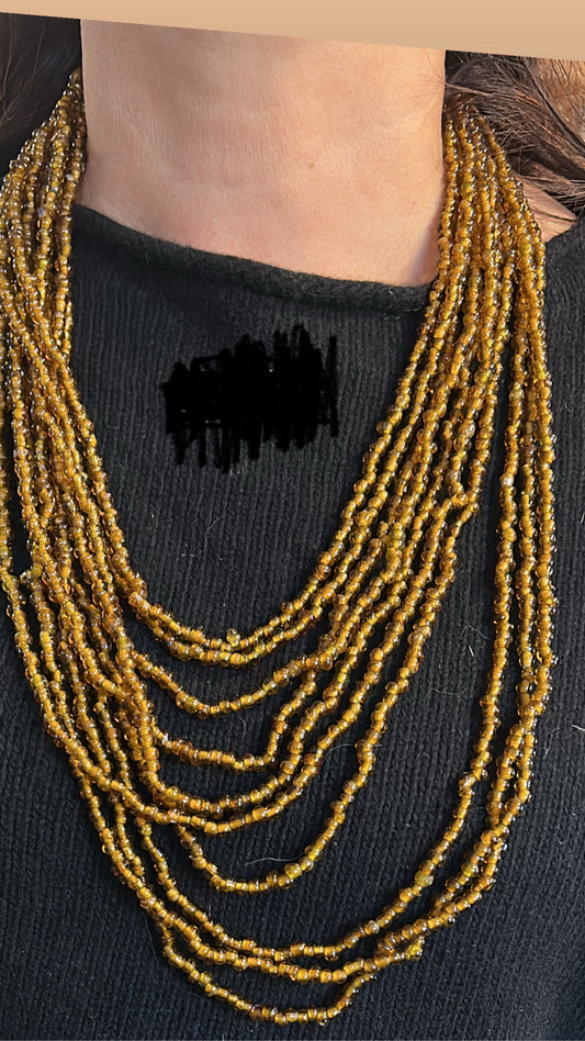 Collana Multifilo Perline Color Ambra