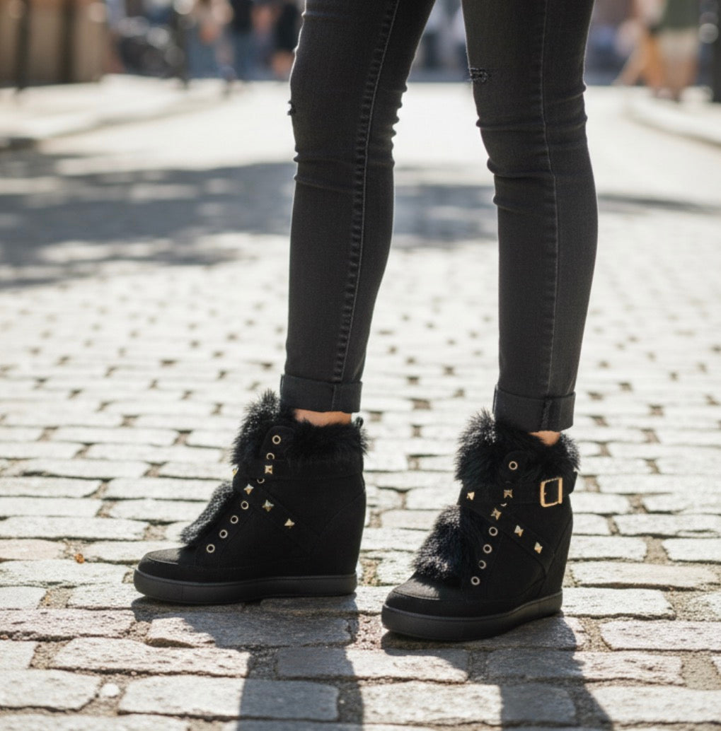 Stivaletti Donna Con Pelo Lapin Neri Nuovi 41