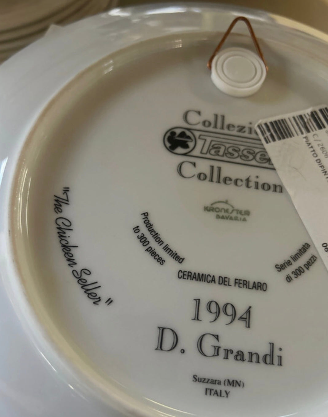 Piatto Serie dal Ferlaro 1994 il pollivendolo D. Grandi