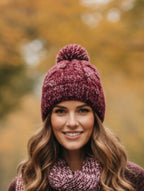 Berretto Rosso Scuro Con Pon Pon Nuovo