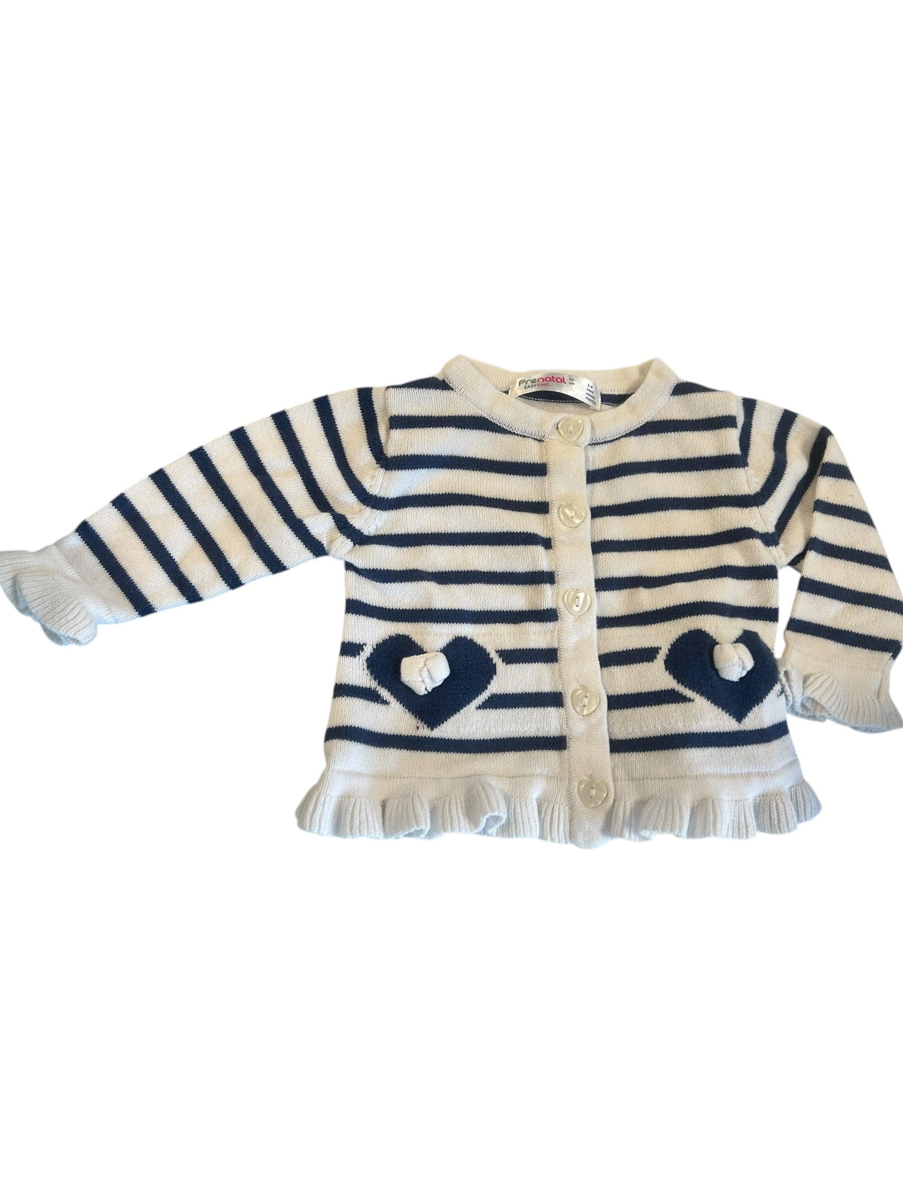 Cardigan Righe Prenatal 3-6 Mesi bianco blu