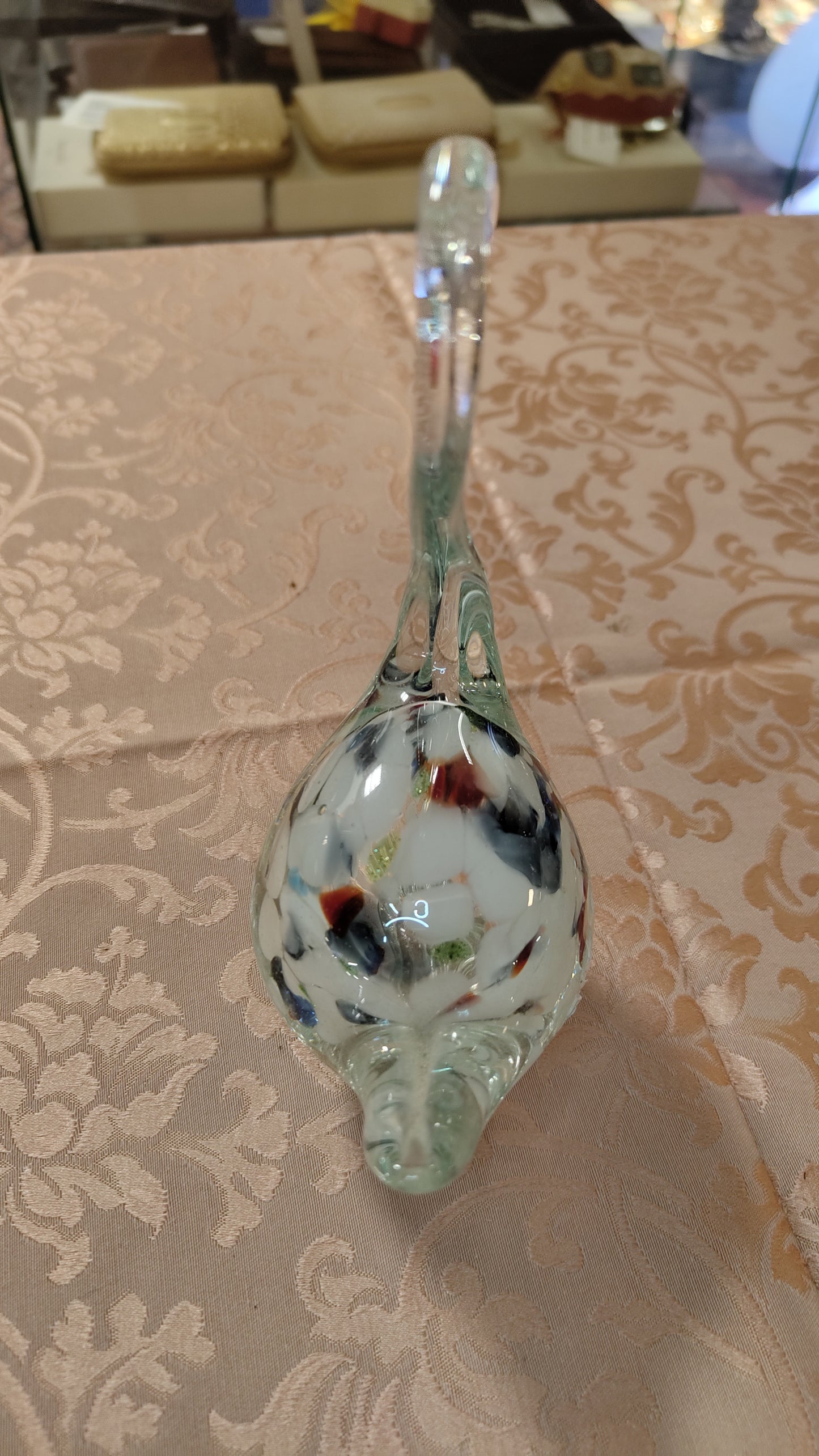 Swan in Murano glass with white, black, red and blue interior