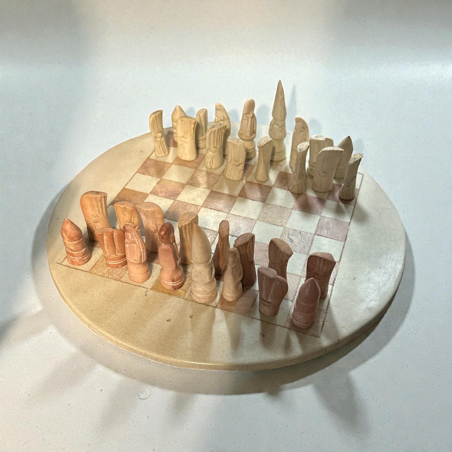 Scacchiera Con Pezzi in pietra Saponaria