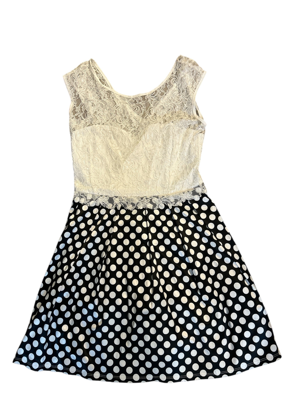 Vestito Pizzo Bianco Nero Pois Kesy Nuovo S