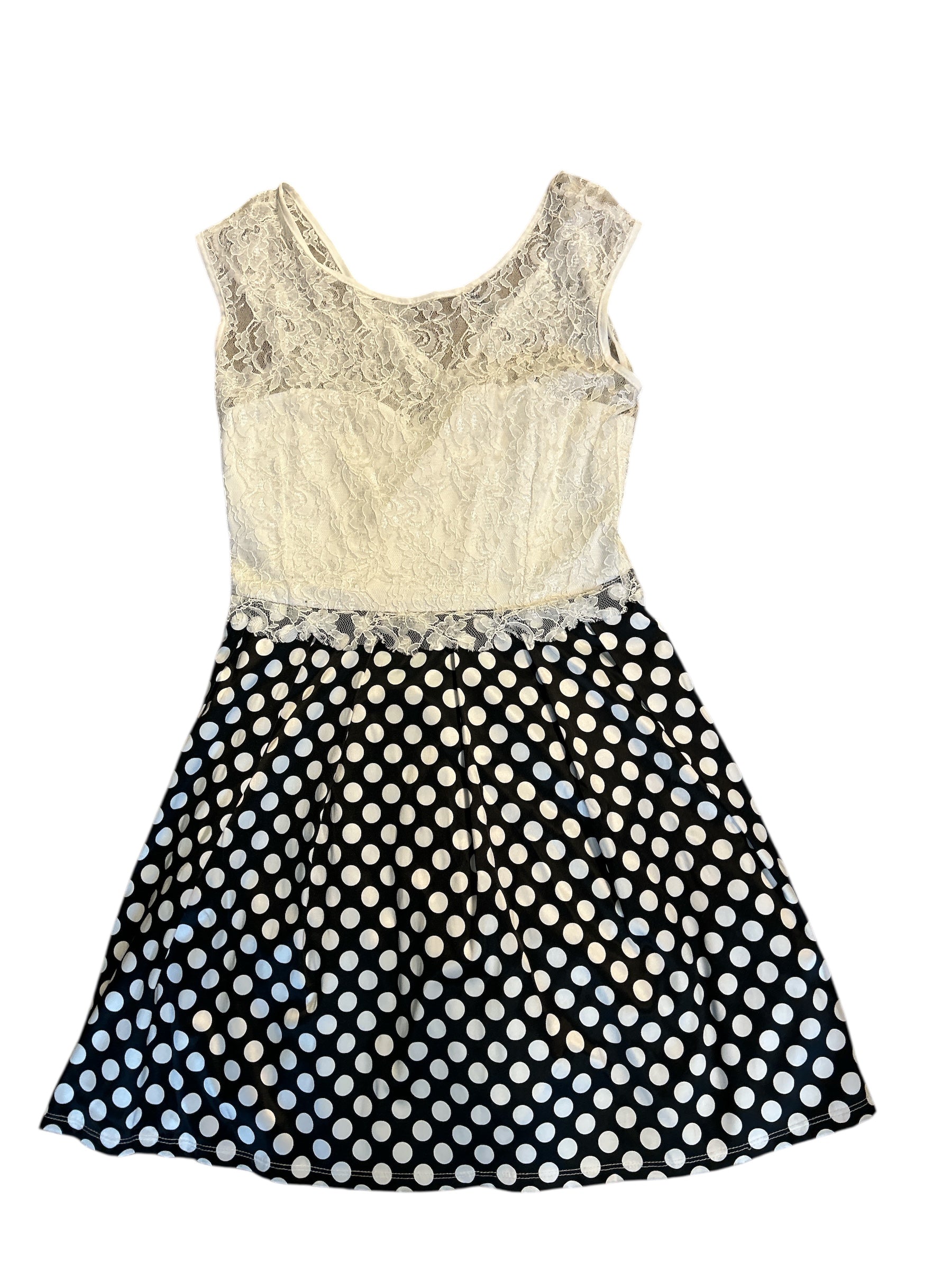 Vestito Pizzo Bianco Nero Pois Kesy Nuovo S