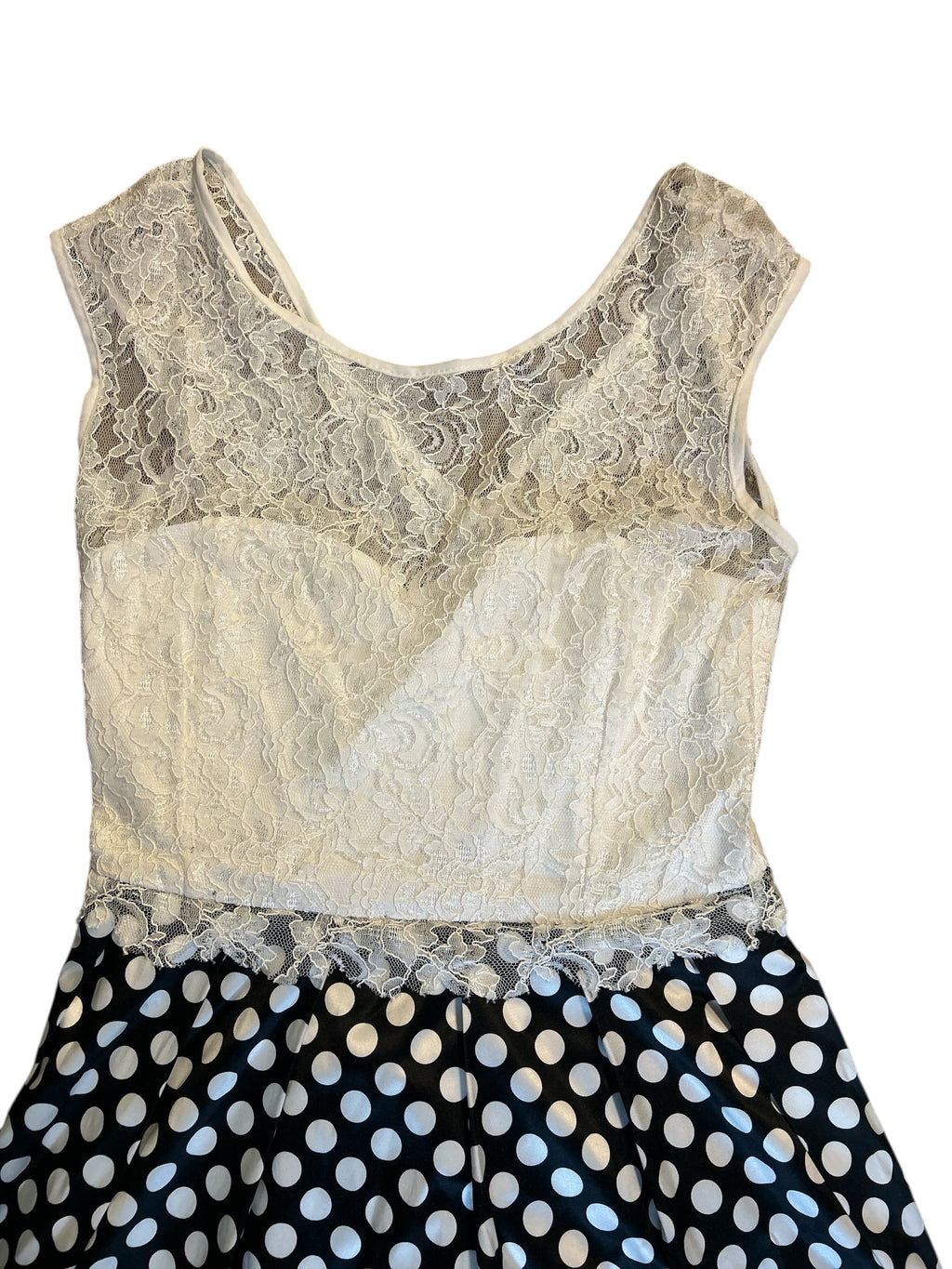 Vestito Pizzo Bianco Nero Pois Kesy Nuovo S