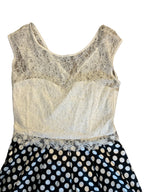 Vestito Pizzo Bianco Nero Pois Kesy Nuovo S