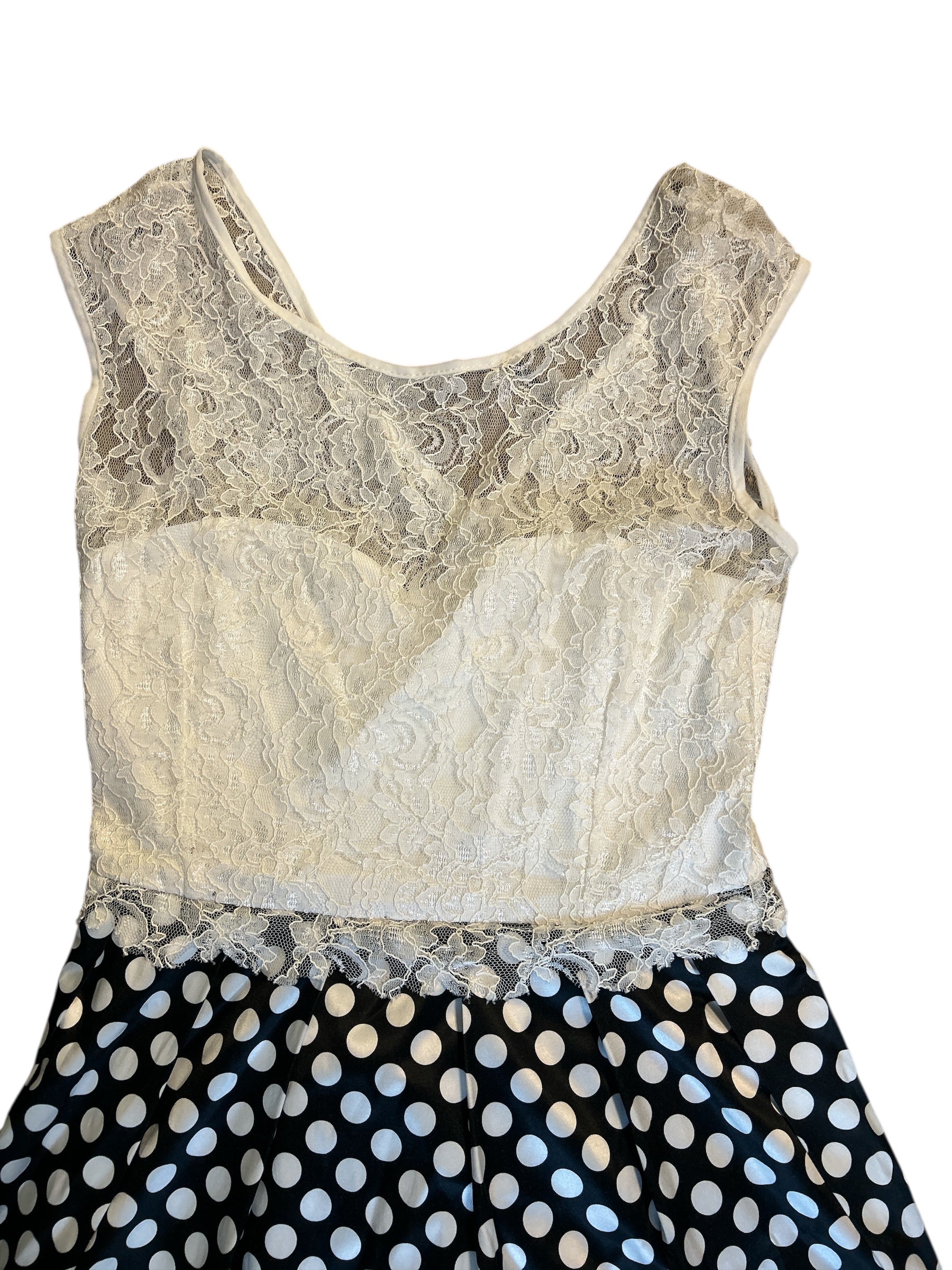 Vestito Pizzo Bianco Nero Pois Kesy Nuovo S