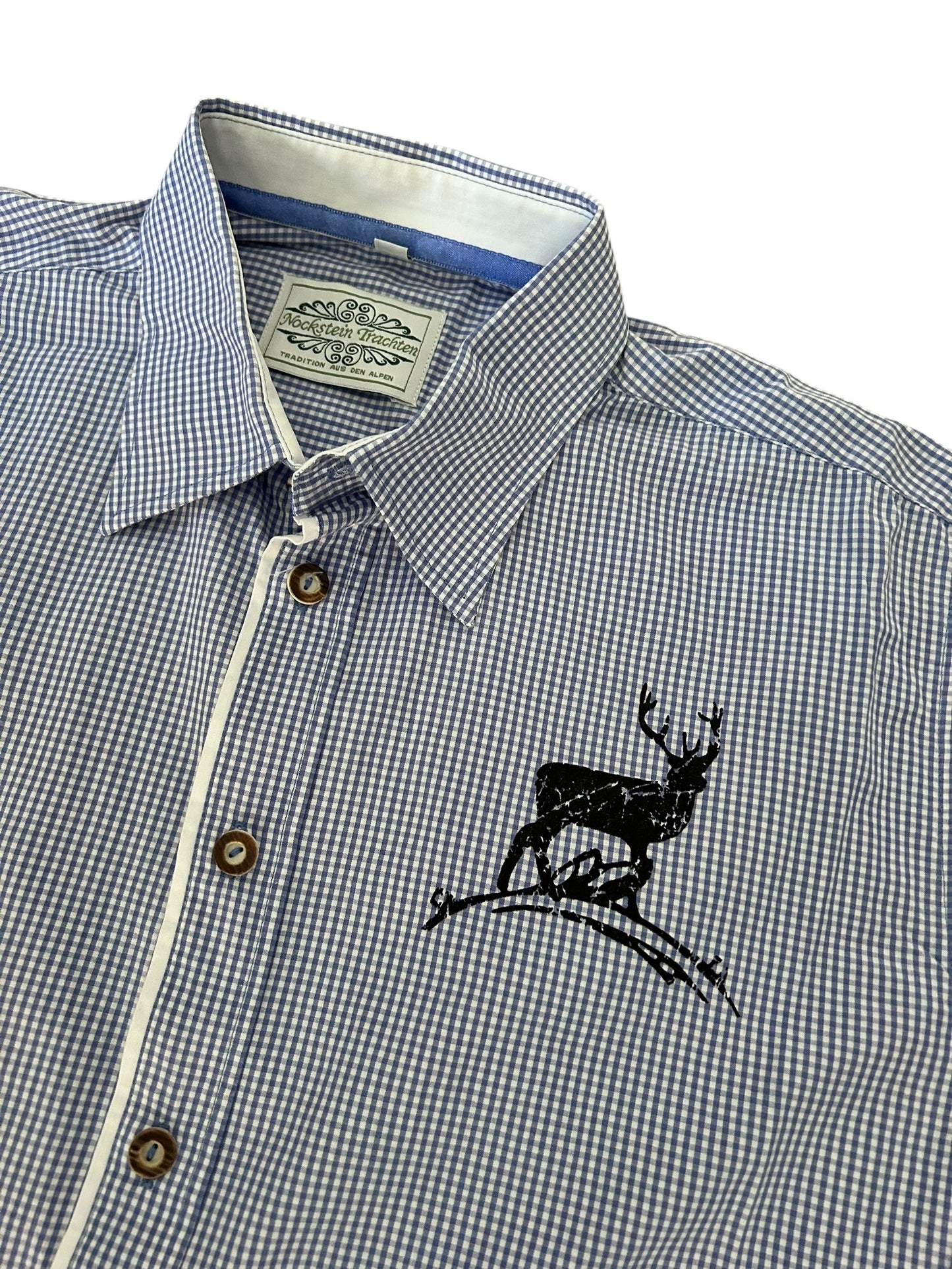 Camicia Uomo Tirolese Manica Lunga Con Cervo L Nockstein Trachten