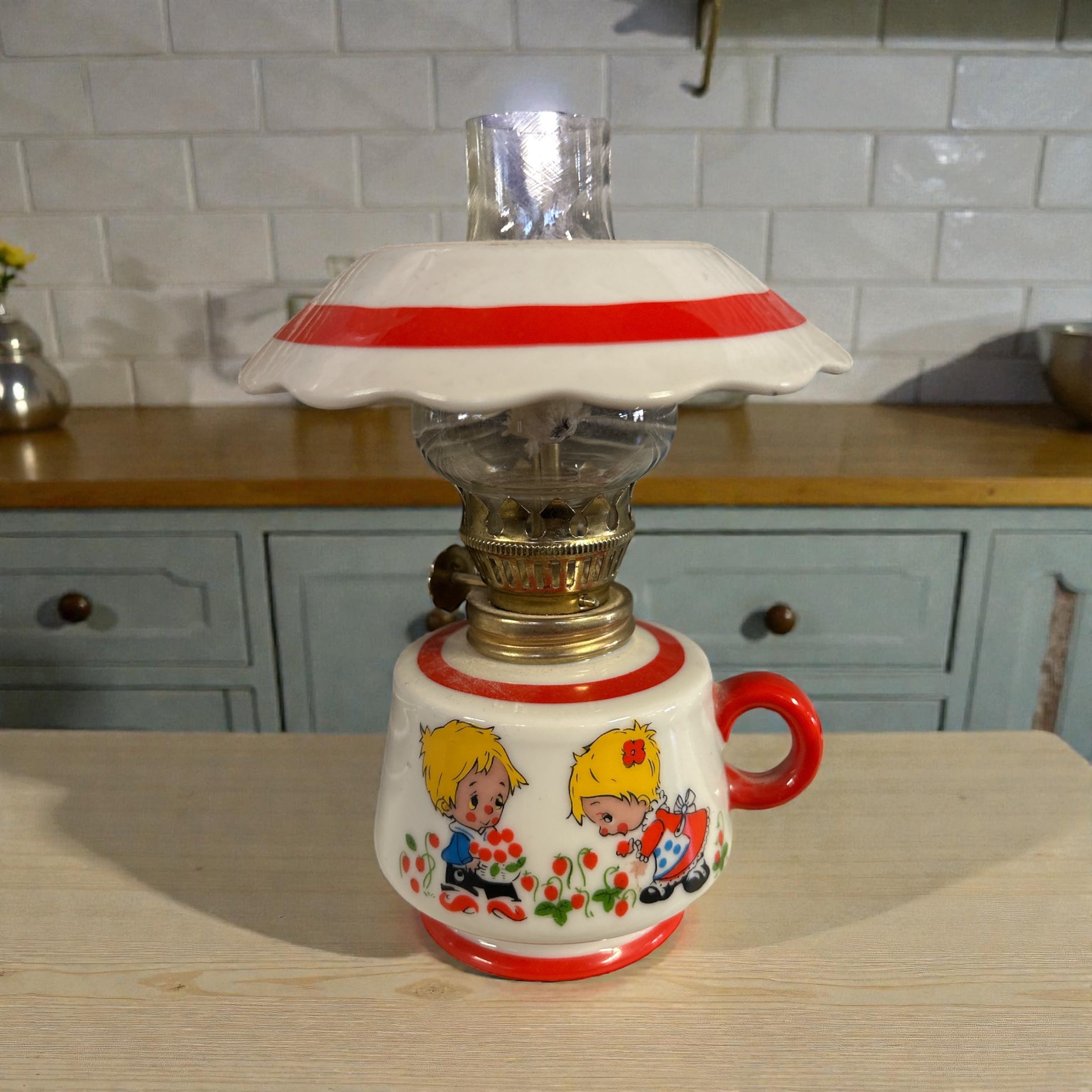 Lampada Ad Olio Vintage Vetro