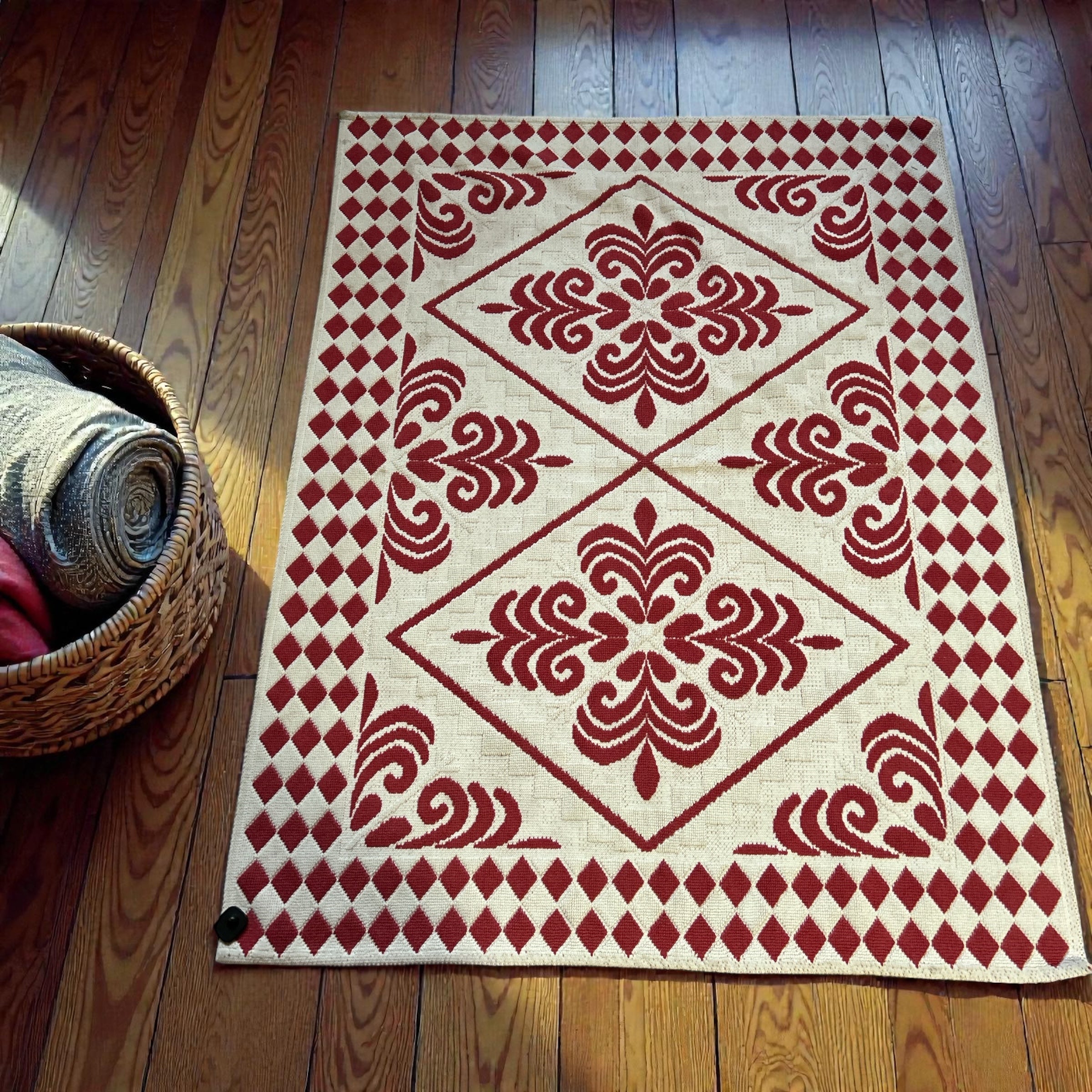 Tappeto Cotone Grande Bianco Rosso