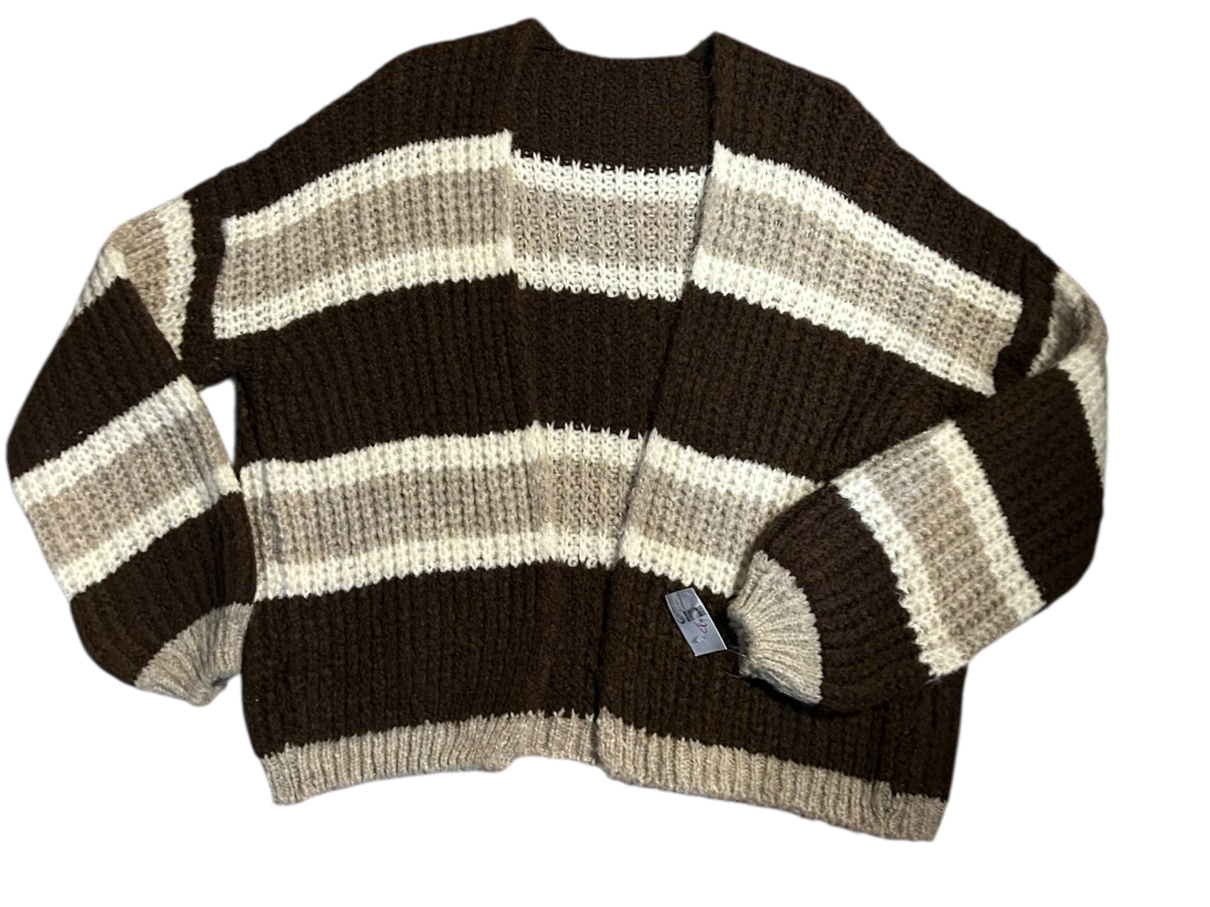 Cardigan Righe Marrone Nuovo Xl