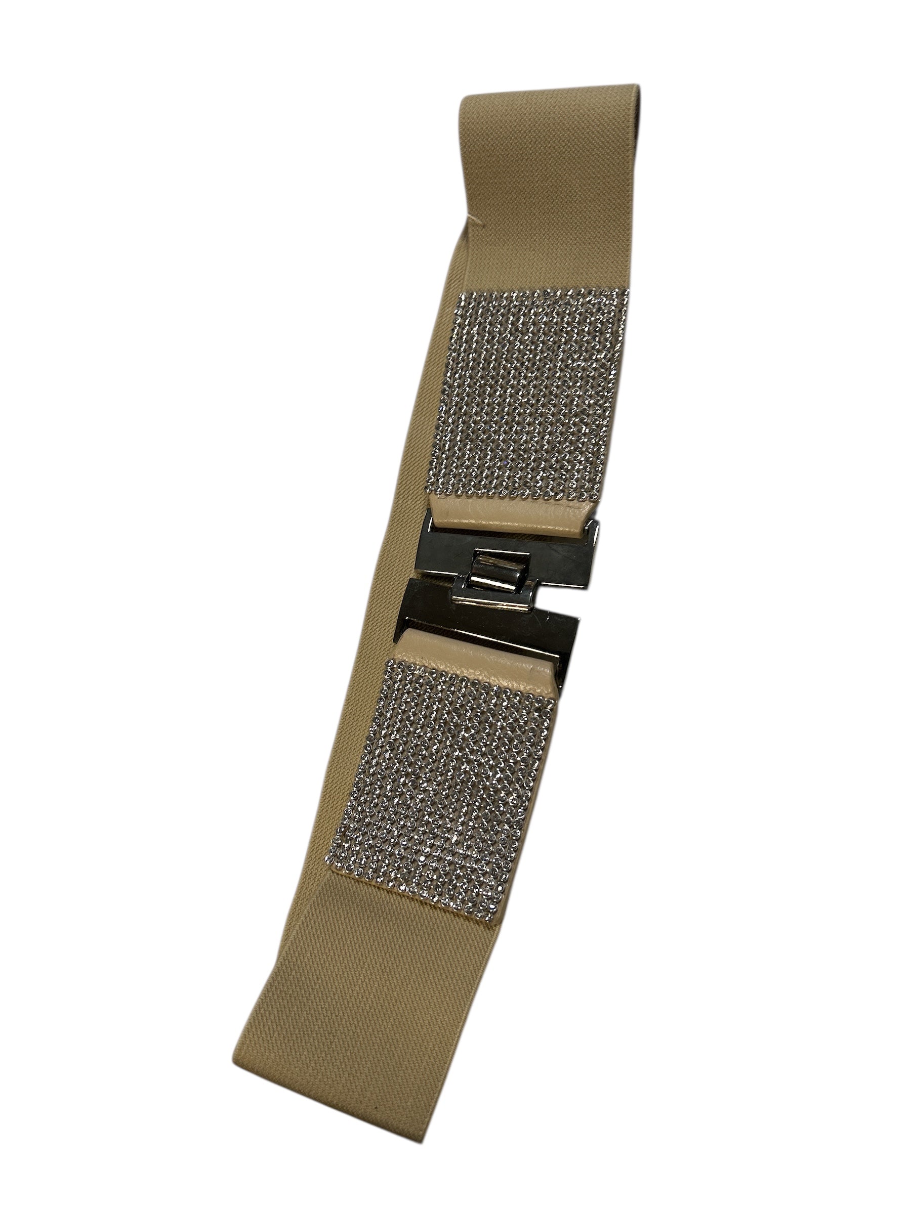 Cintura Elastica Beige Con Strass Nuova