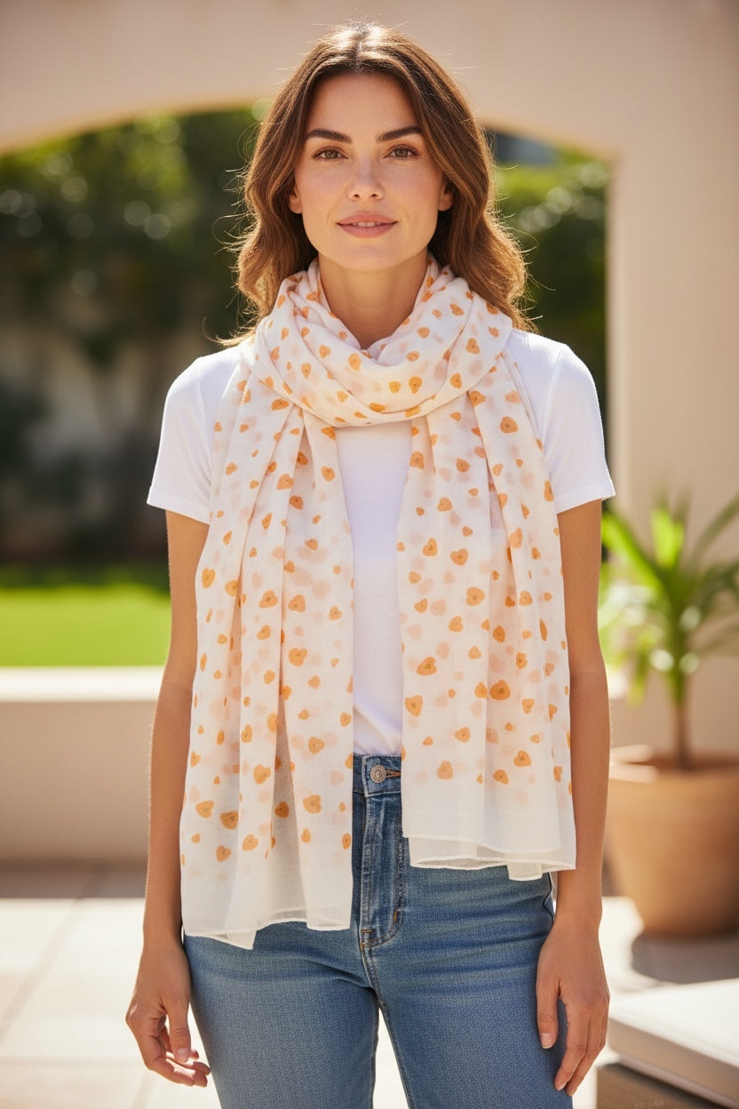 Pashmina Bianca Cuori Viscosa Nuova