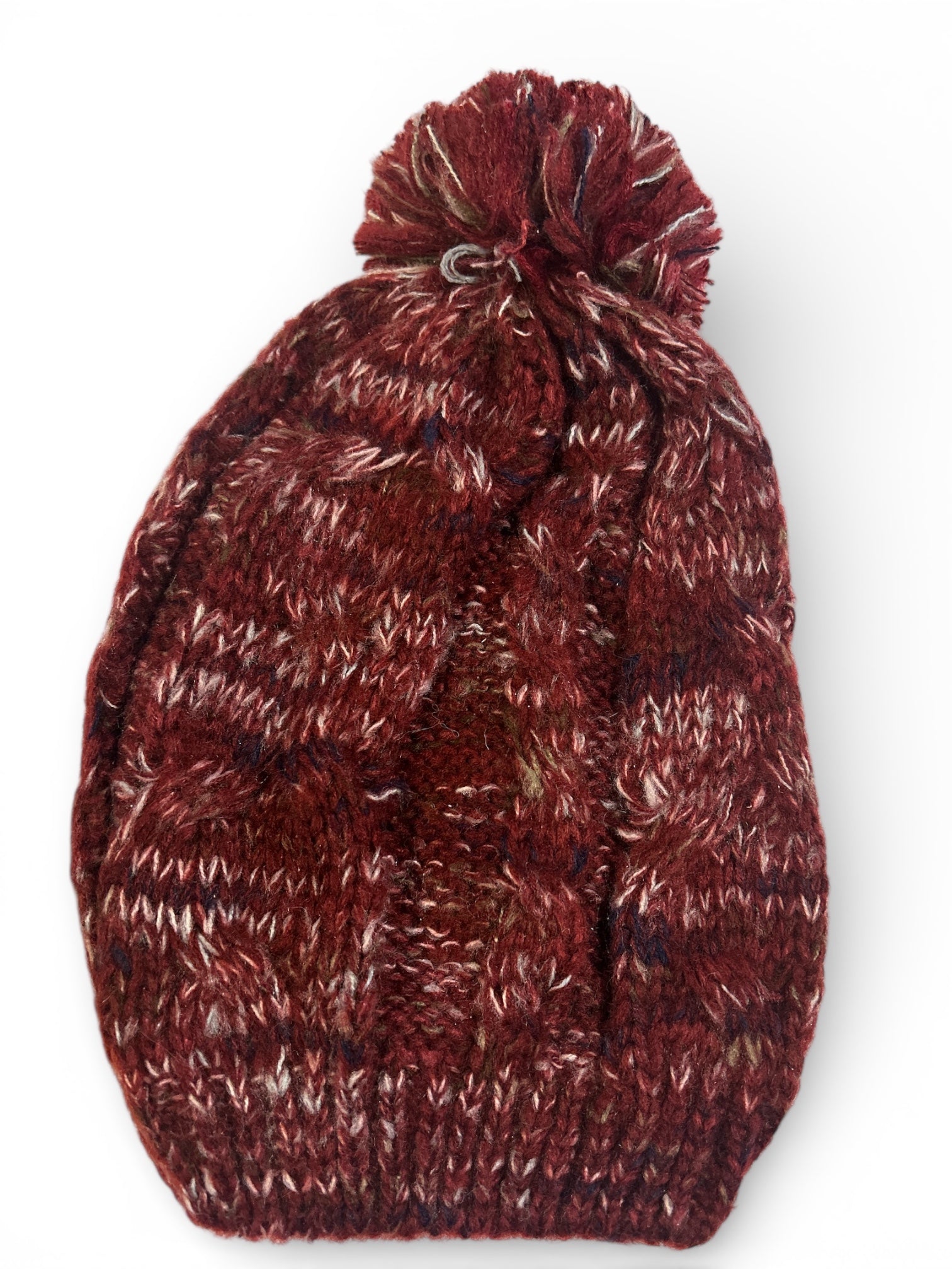 Berretto Rosso Scuro Con Pon Pon Nuovo