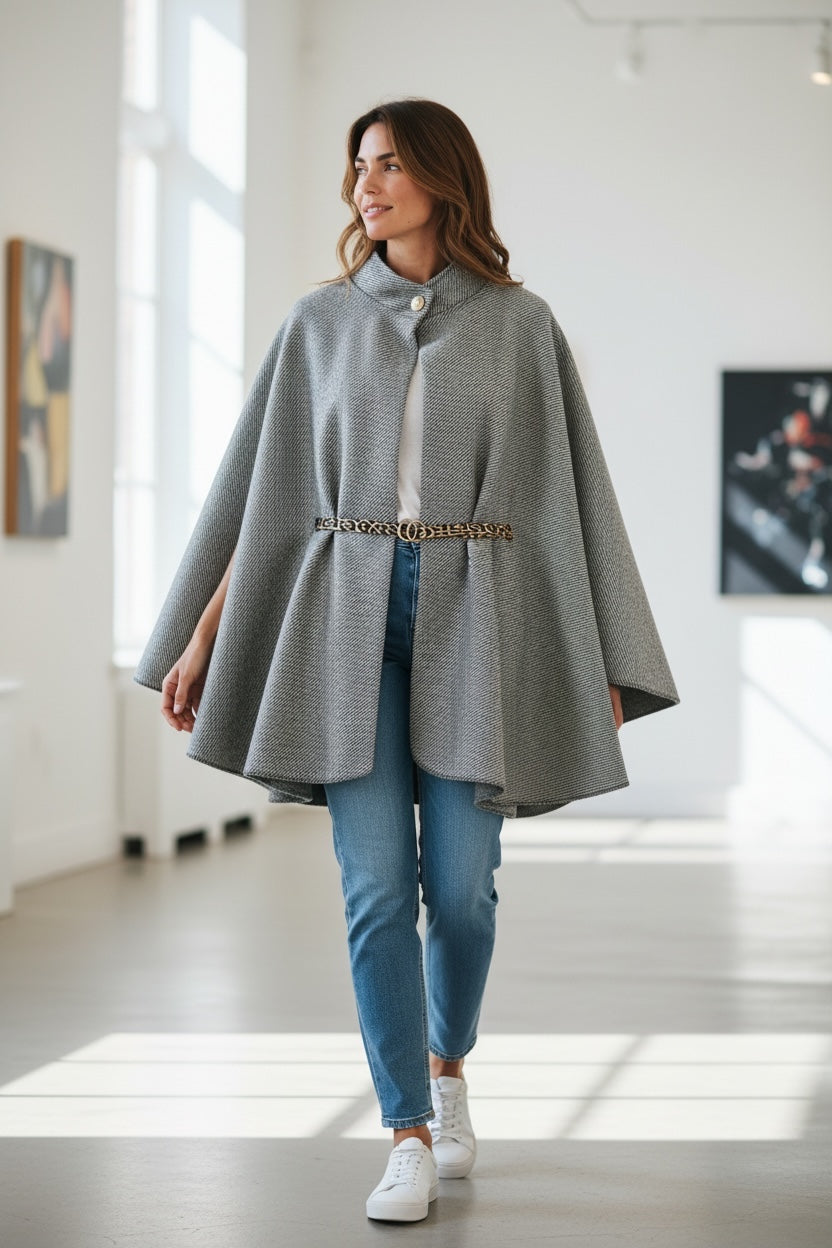 Mantella Grigia Nuova Con Cinturina