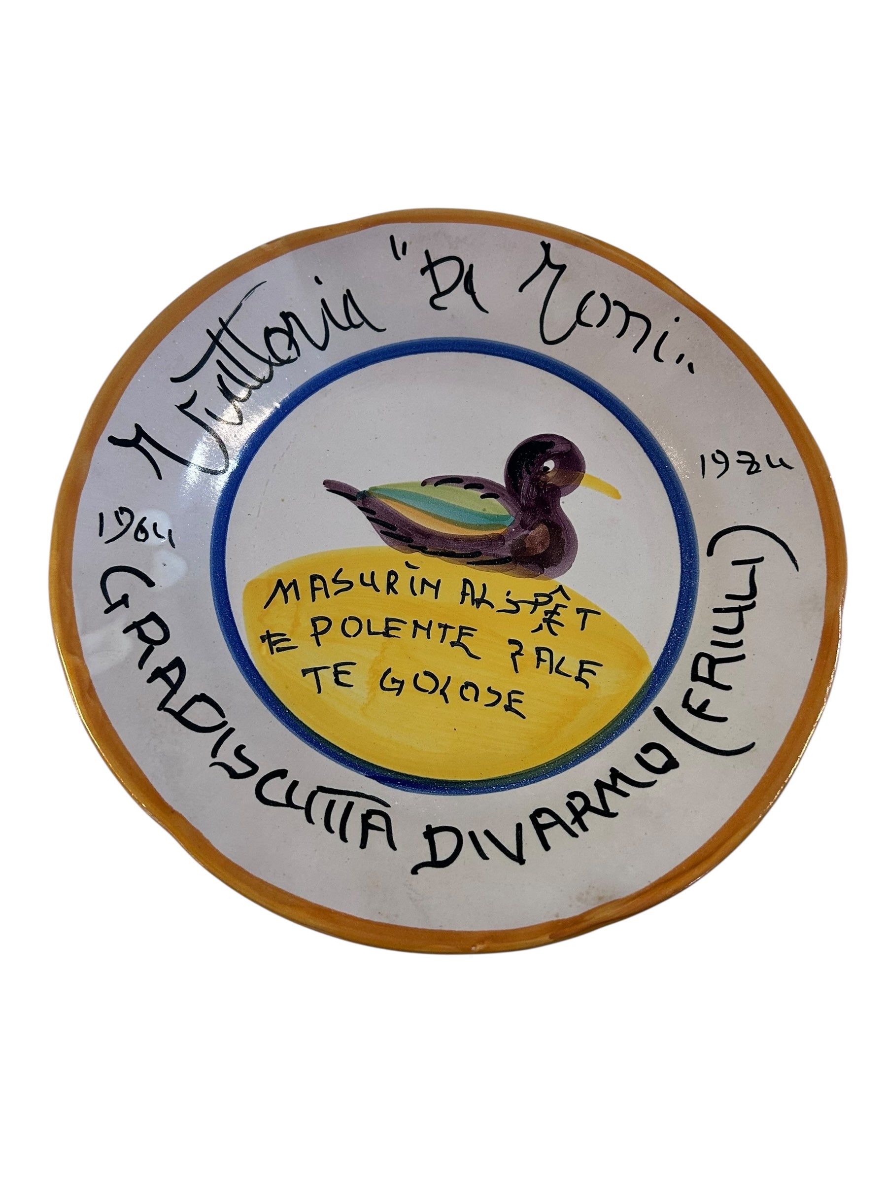 Piatto Buon Ricordo " Trattoria Da Toni" Gradiscutta di Varmo Friuli