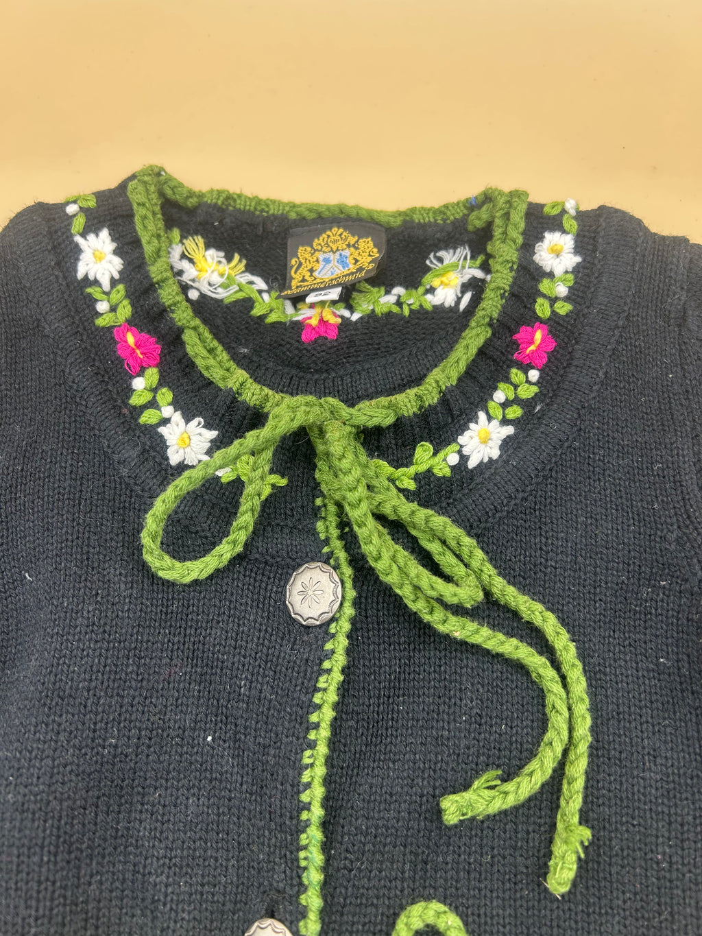 Maglia Tirolese Nera Bimba Ricamata 2-3 Anni