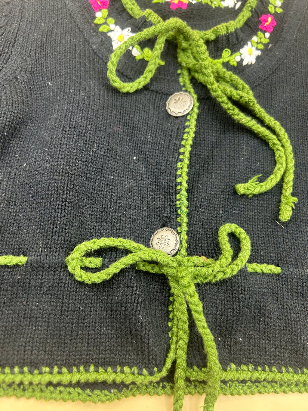 Maglia Tirolese Nera Bimba Ricamata 2-3 Anni
