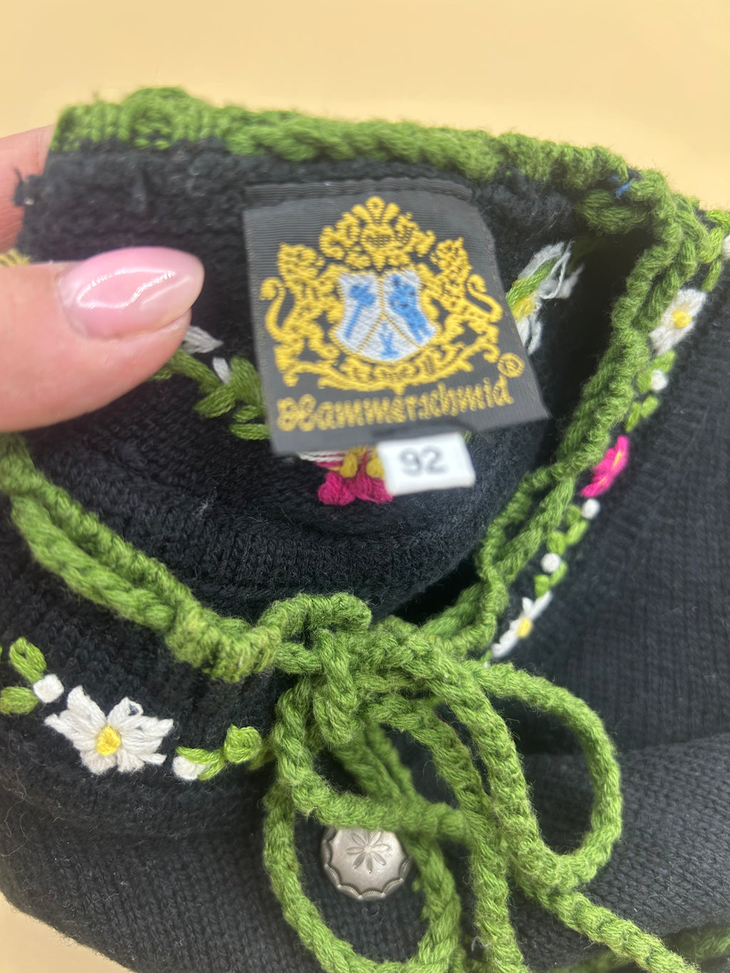 Maglia Tirolese Nera Bimba Ricamata 2-3 Anni
