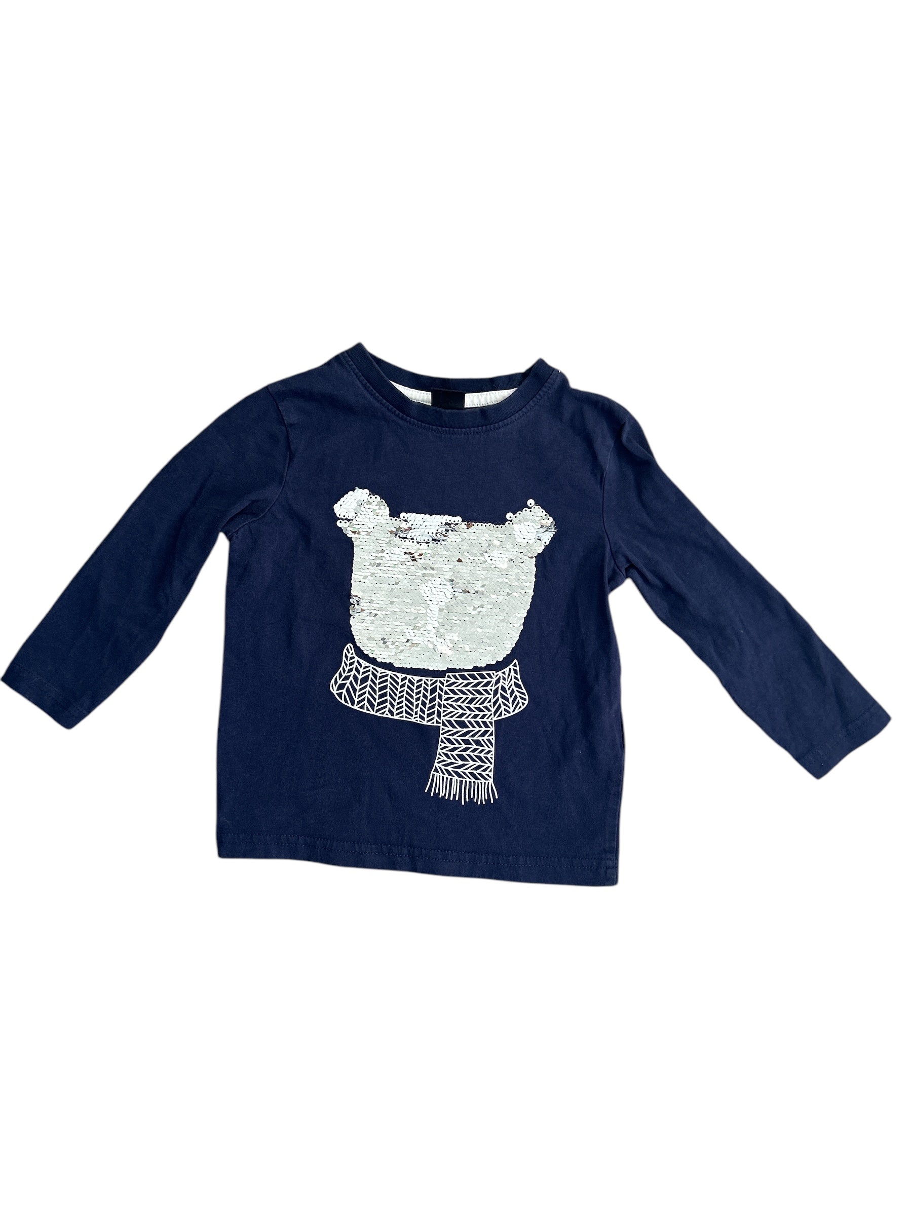 Maglietta Blu Bimba Con Orsetto Paillettes Kiki & Koko 18-24 Mesi