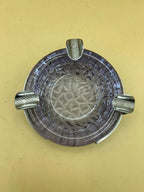 Posacenere in vetro lilla con inserti in argento