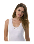 Canottiera Donna Lana E Cotone Con Pizzo Antonella 620666 Nero Tg. 6