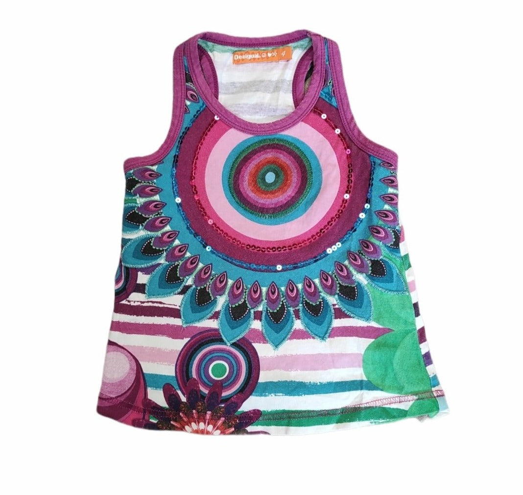 Canotta Bambina Desigual 4 Anni Fantasia