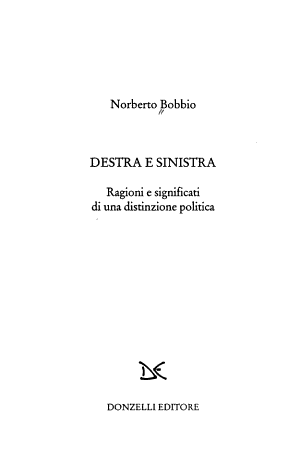 Destra E Sinistra - Norberto Bobbio