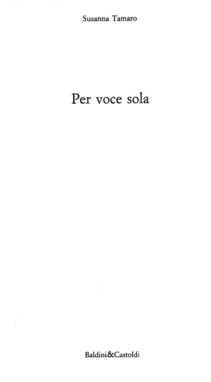 Per Voce Sola - Susanna Tamaro