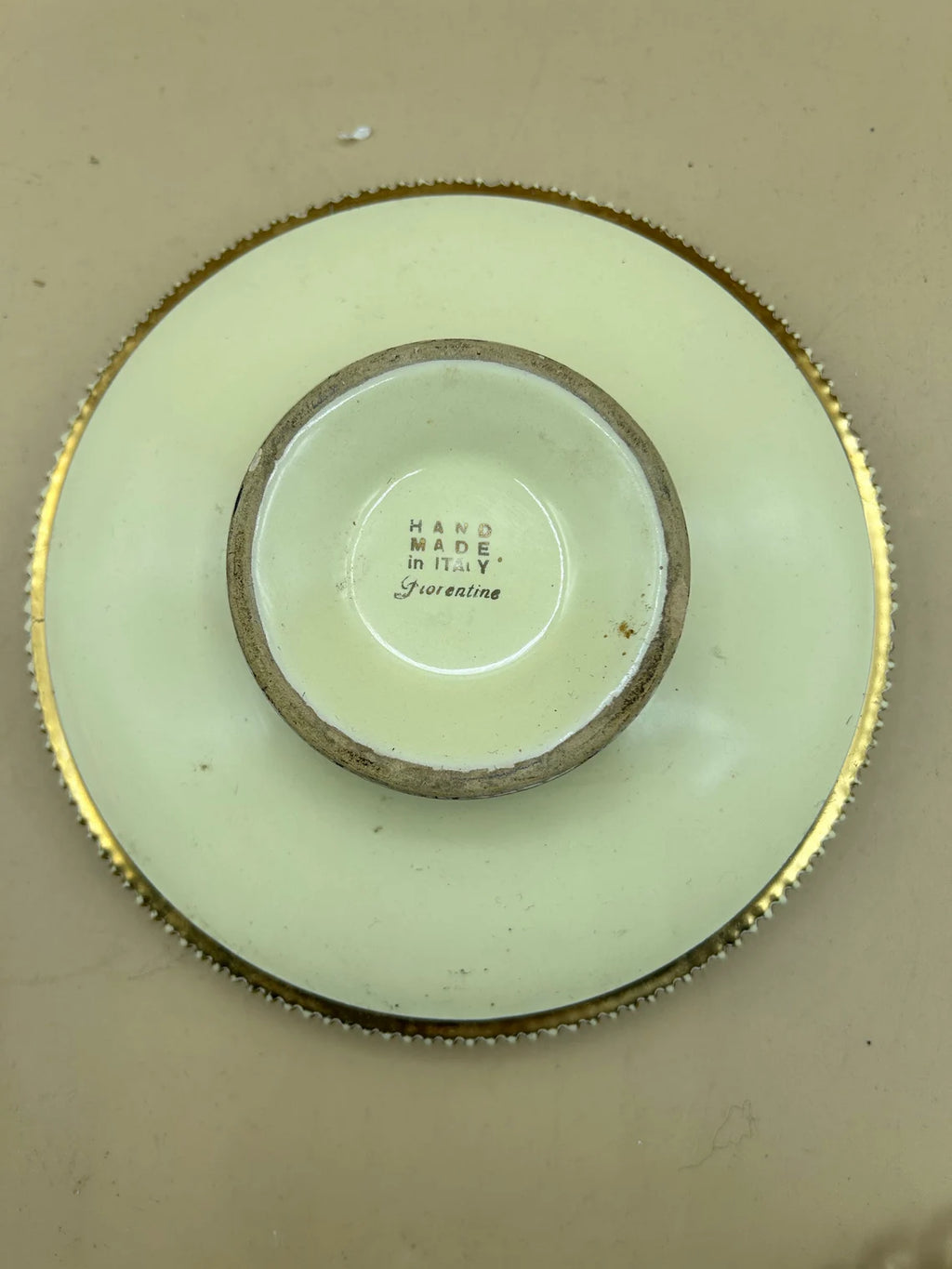 Posacenere In Ceramica Manifatture Fiorentine Con Disegni In Oro