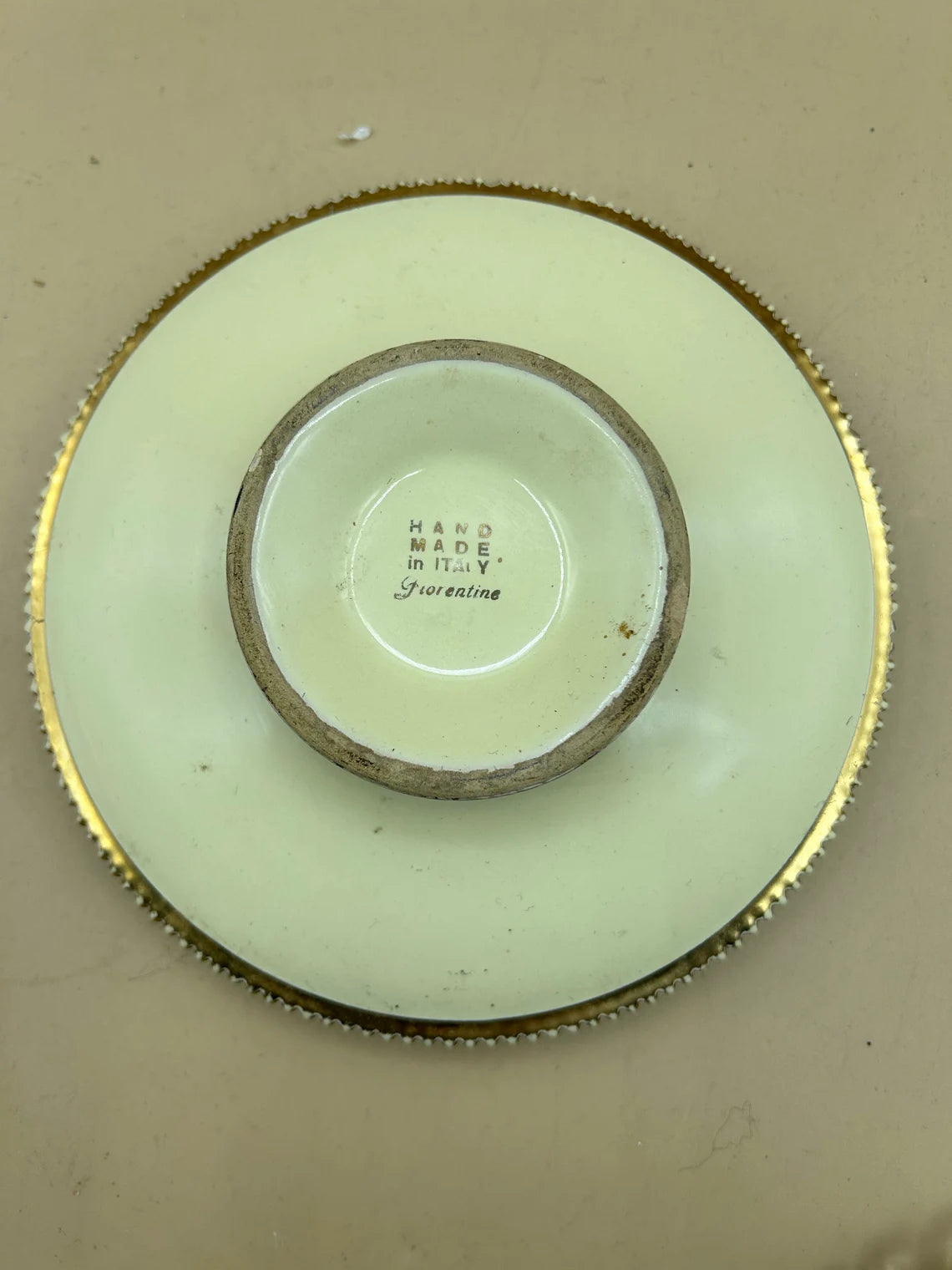 Posacenere In Ceramica Manifatture Fiorentine Con Disegni In Oro