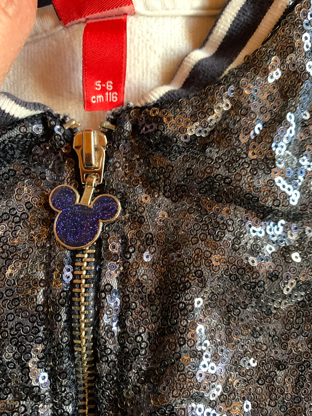 Giacca Felpa Mickey Mouse Disney Paillettes Bambina 5-6 Anni