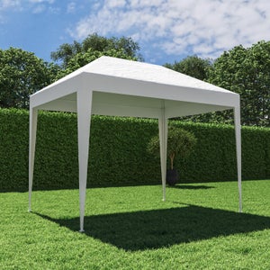 Gazebo 195x295 Cm In Acciaio Bianco, Pieghevole Copertura Bianca - Sero