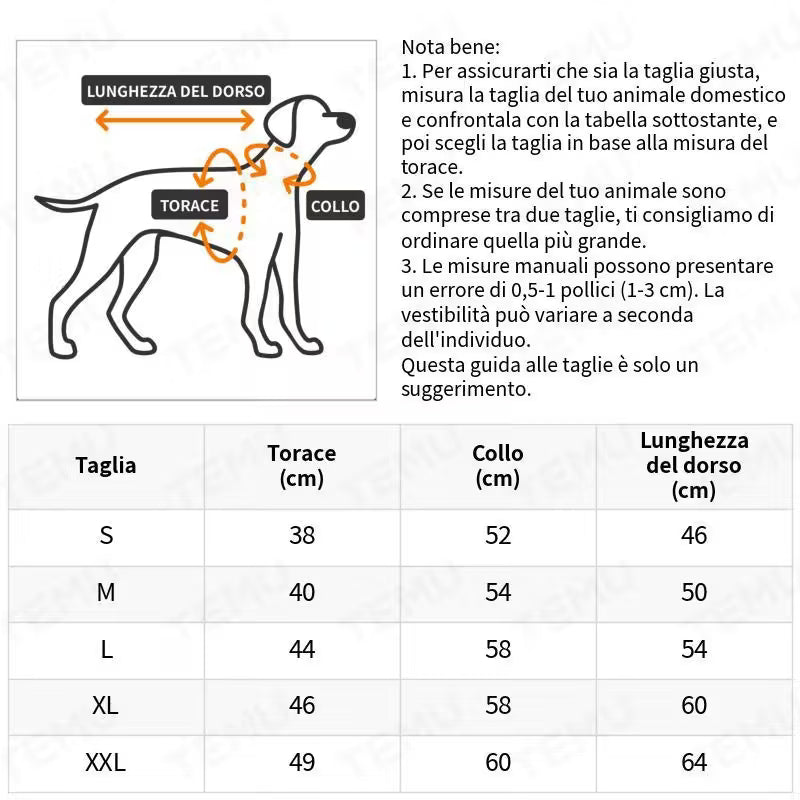 Impermeabile Per Cani Nuovo Tg. Xl